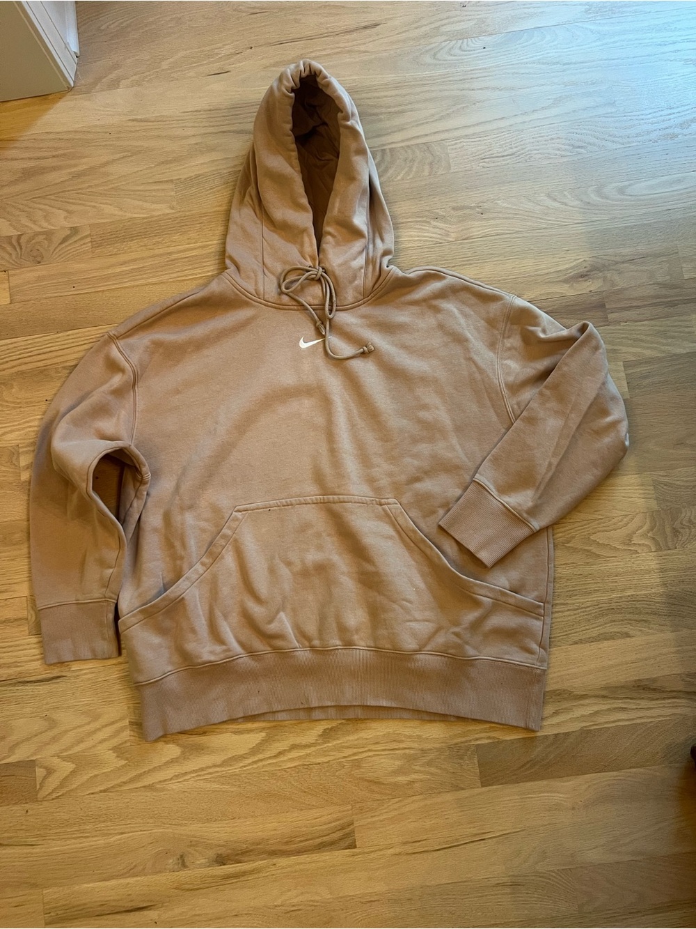 Nike Unisex Tan Crewneck Hoodie with White Swoosh